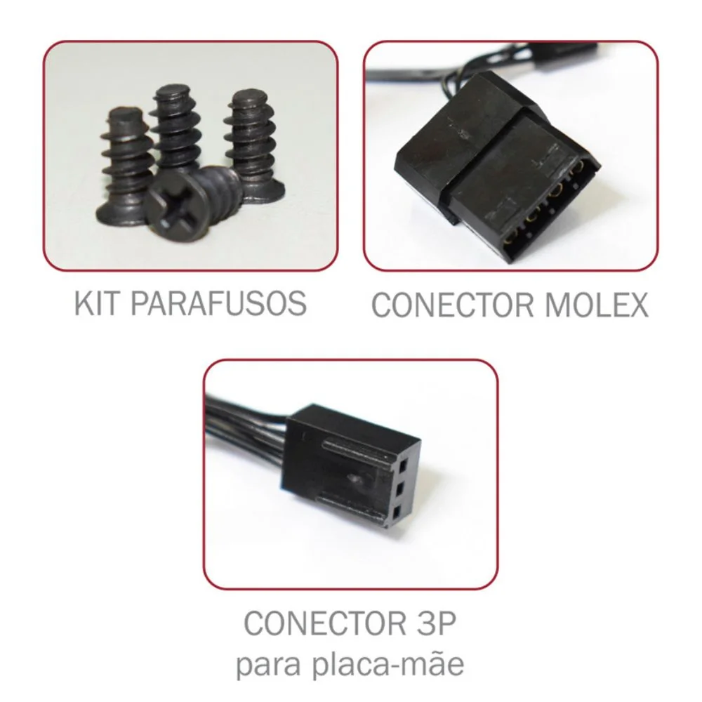 Cooler fan com 12 LEDs Possui 7 lâminas Baixo ruído