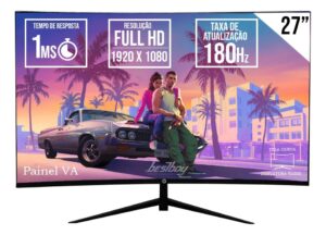 Monitor Curvo Led Gamer Brazilpc 27 Full Hd 180hz 1ms Preto